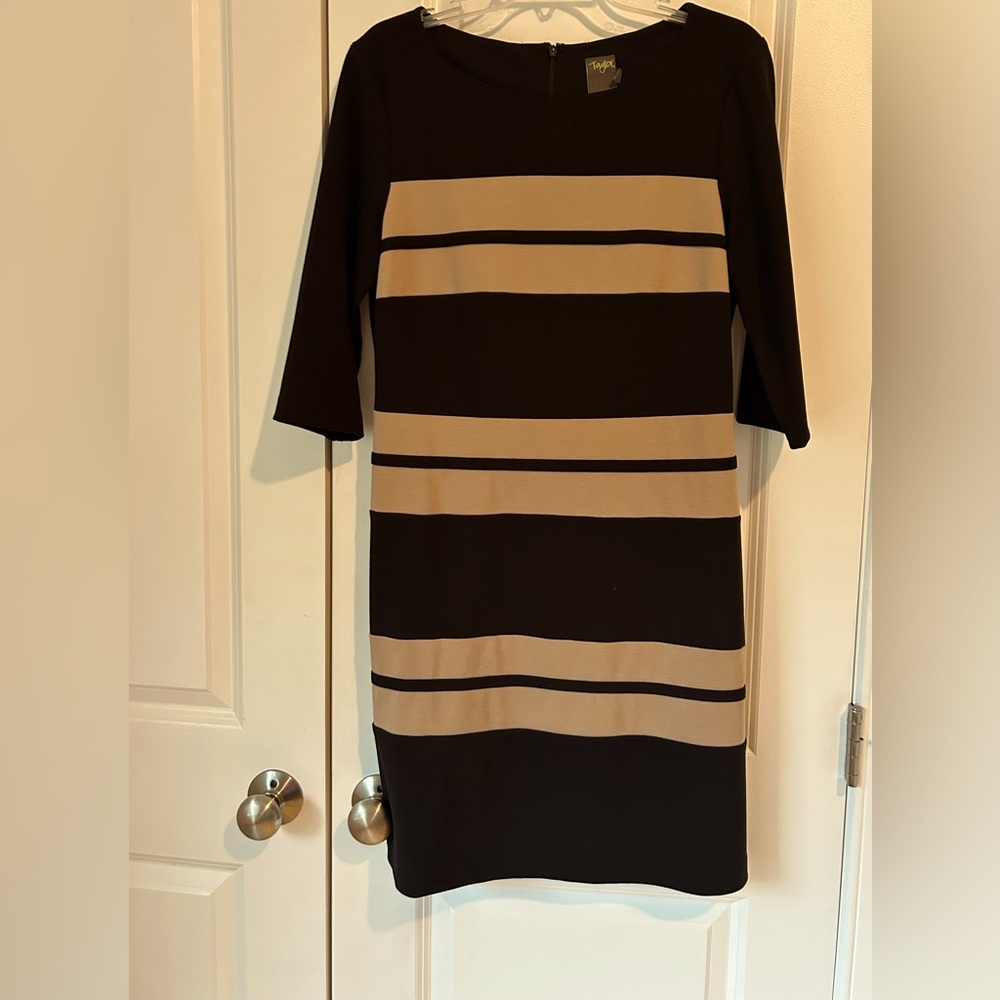 Taylor Black and Tan Dress